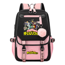 My Heroes Academy Usb Youth Student Backpack With Casual Woven Strap Flip Back Backpack
