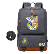 Football Star Cristiano Ronaldo Printed Usb Youth Student Backpack For Leisure Travel Backpack