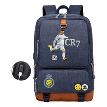 Football Star Cristiano Ronaldo Printed Usb Youth Student Backpack For Leisure Travel Backpack