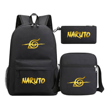 Golden Anime Naruto Starry Sky Youth Student School Bag Three Piece Set For Boys And Girls Backpack Set