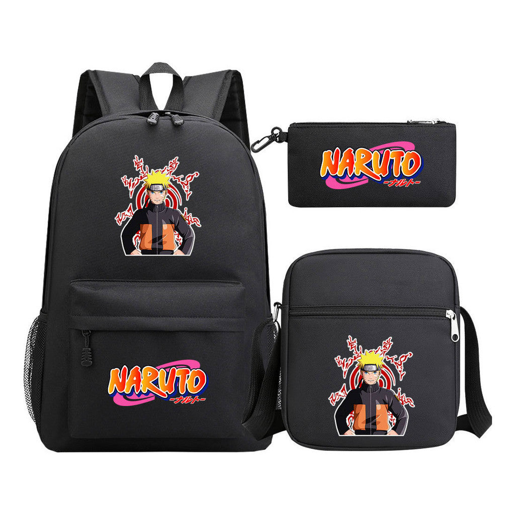 Anime Naruto Starry Sky Student School Bag Three Piece Set For Men And Women Backpack Set