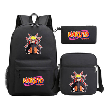 Anime Naruto Starry Sky Student School Bag Three Piece Set For Men And Women Backpack Set