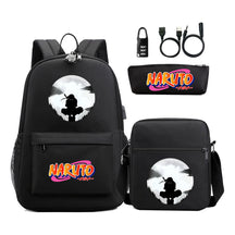 Naruto Usb Password Lock Youth Student Backpack Three Piece Set Backpack Set