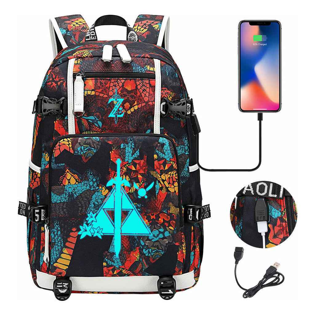 Legend Of Zelda Usb Youth Student Backpack For Men And Women's Leisure Travel Backpack