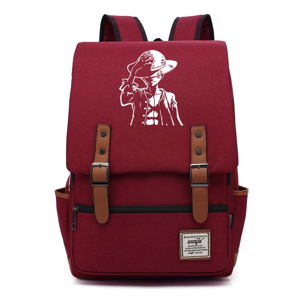 Anime Pirate King Luffy Printed Youth Student School Bag Casual Belt Buckle Classic Backpack
