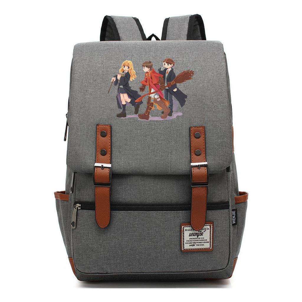 School Of Witchcraft And Wizardry Printed Youth Student School Bag Casual Belt Buckle Classic Backpack