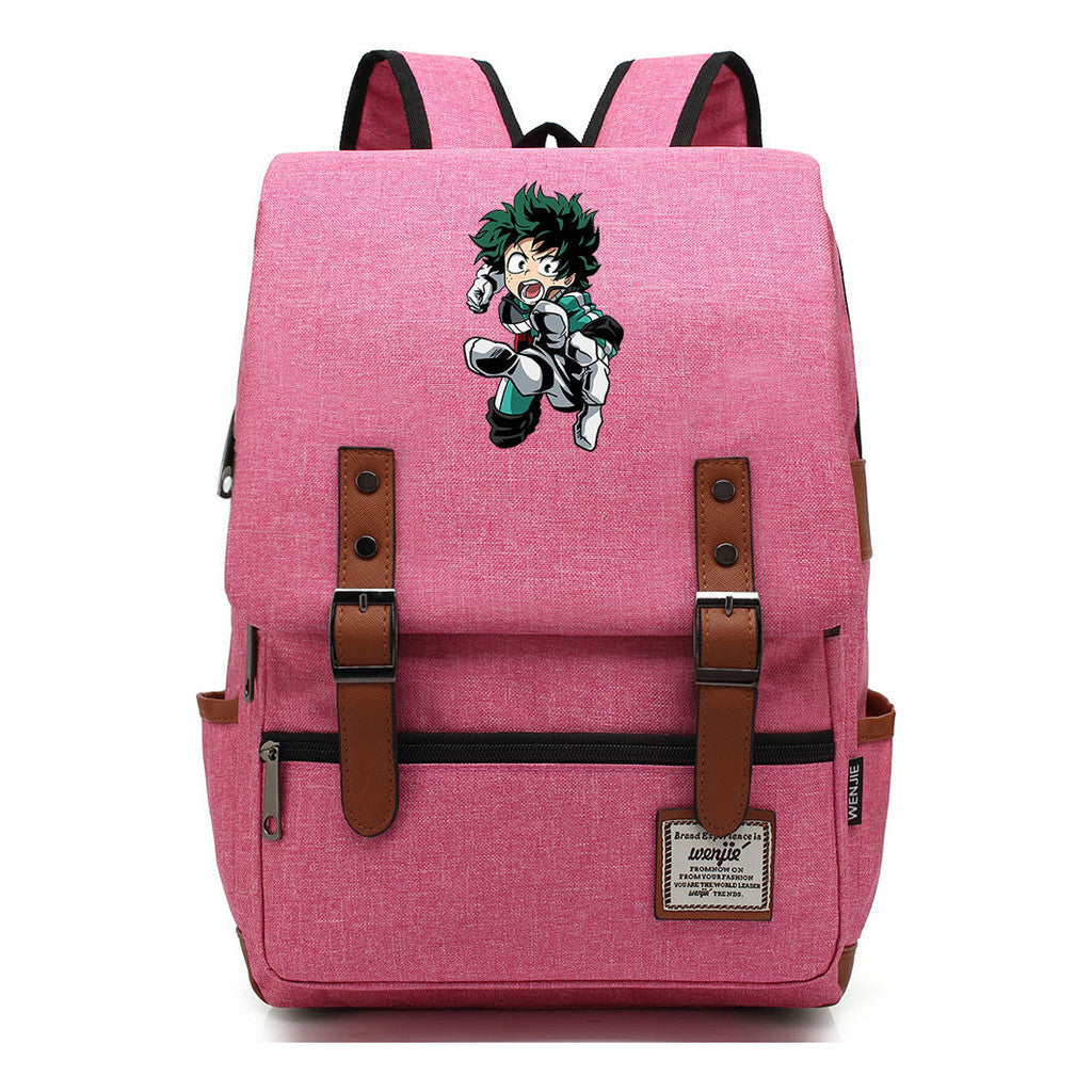 Anime My Heroes Academy Printed Youth Student Backpack Men's And Women's Leisure Belt Buckle Classic Backpack