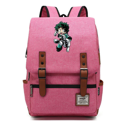 Anime My Heroes Academy Printed Youth Student Backpack Men's And Women's Leisure Belt Buckle Classic Backpack