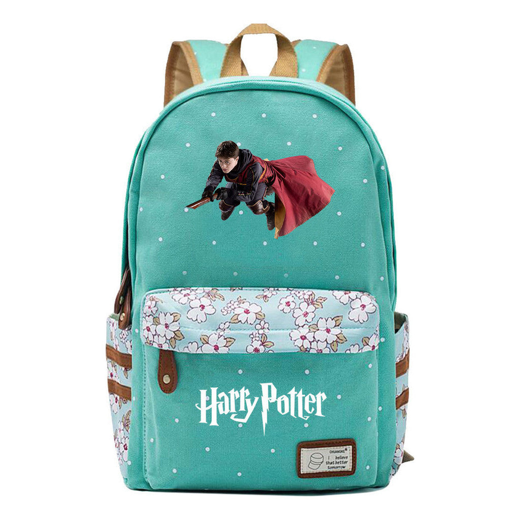 School Of Magic School Teen School Bag Floral Canvas Girl Backpack