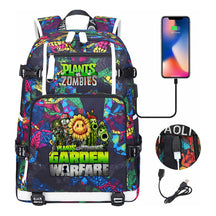 Plant Wars Usb Youth Student Backpack For Men And Women's Leisure Travel Backpack