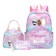Cartoon Cute Three Bears Youth Student Girls School Bag Lunch Bag Three Piece Set Backpack Set