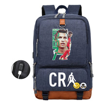 Football Star Cristiano Ronaldo Printed Usb Youth Primary And Secondary School Backpack For Boy And Girl's Leisure Travel Backpack