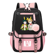 Comics My Heroes Academy Usb Student Backpack Casual Ribbon Flip Backpack