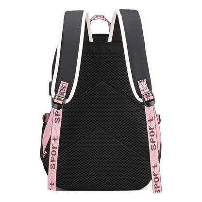 Cartoon Fashion Usb Student Backpack With Casual Woven Strap Flip Back Backpack