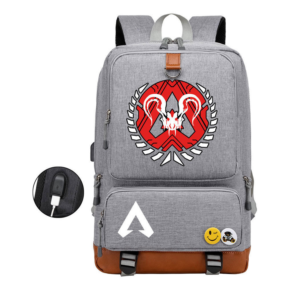 Apex Hero Print Usb Student Backpack Casual Backpack