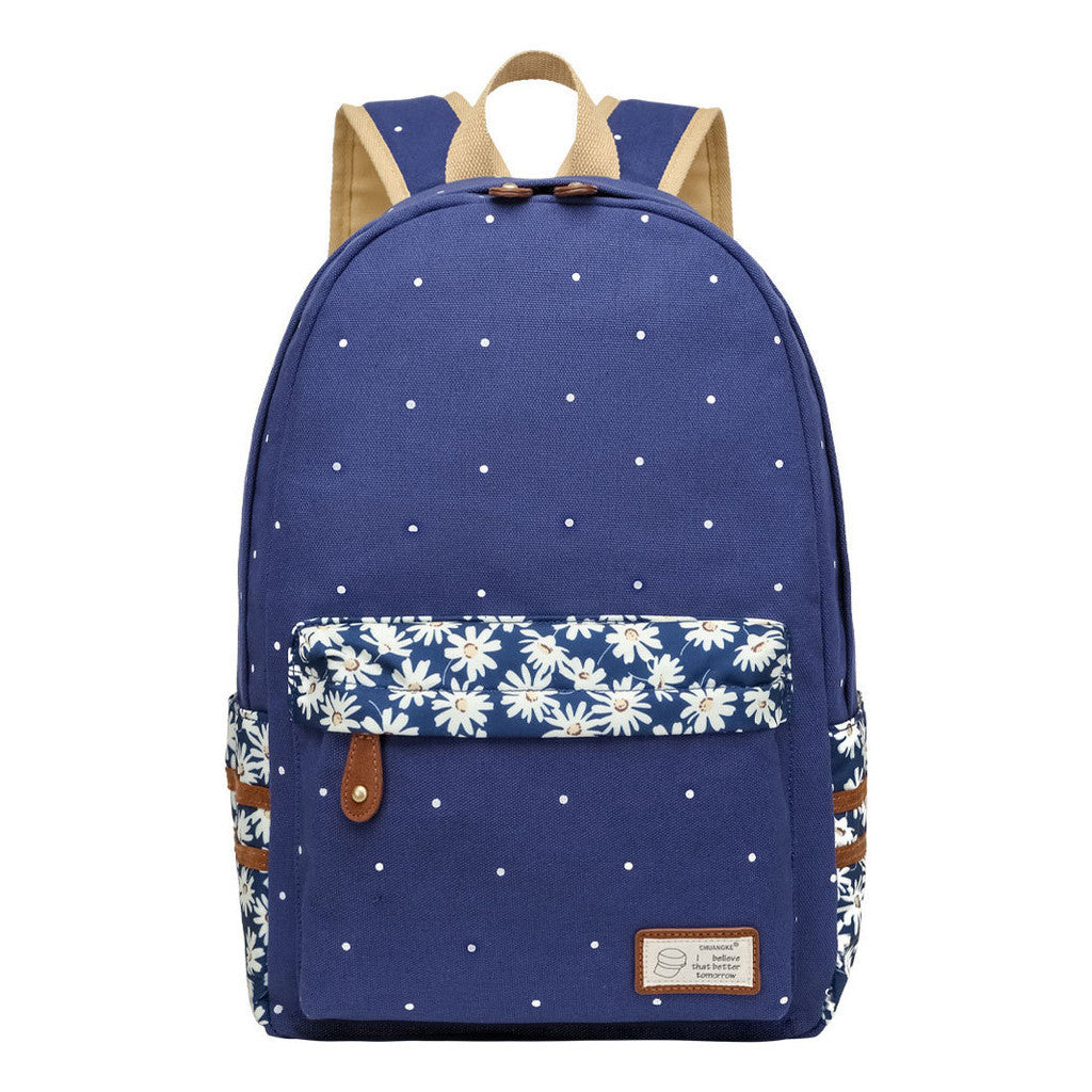 Printed Teenage Girl Student Backpack Men And Women Casual Canvas Backpack