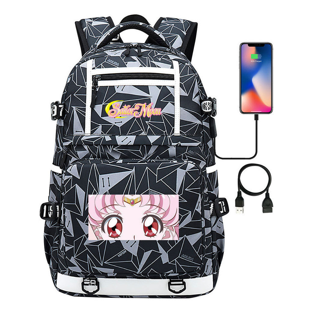 Anime Beauty Girl Warrior Usb Youth Student School Bag Men's And Women's Backpack Leisure Travel Backpack
