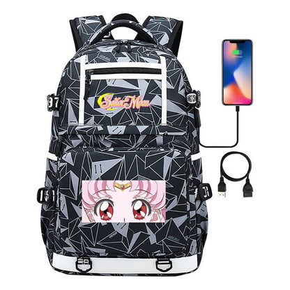 Anime Beauty Girl Warrior Usb Youth Student School Bag Men's And Women's Backpack Leisure Travel Backpack