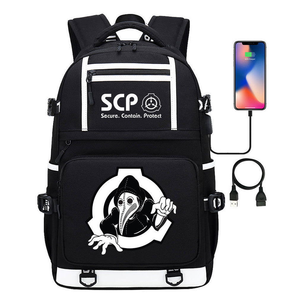 Printed Usb Youth School Bag Leisure Travel Backpack