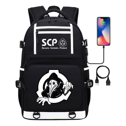 Printed Usb Youth School Bag Leisure Travel Backpack