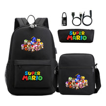 Super Mario Usb Password Lock Youth Student Backpack 3-piece Set For Men And Women Backpacks
