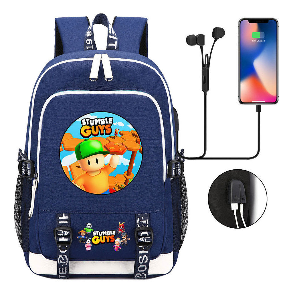 Printed Youth School Bag Usb Casual Backpack Travel Backpack