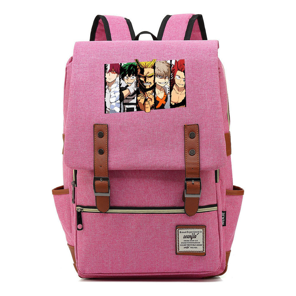 Anime My Heroes Academy Printed Youth Student Backpack Men's And Women's Leisure Belt Buckle Classic Backpack
