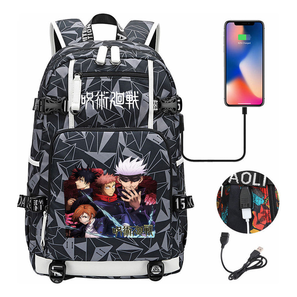 Printed Usb Youth Student Backpack For Men And Women's Leisure Large Capacity Travel Backpack
