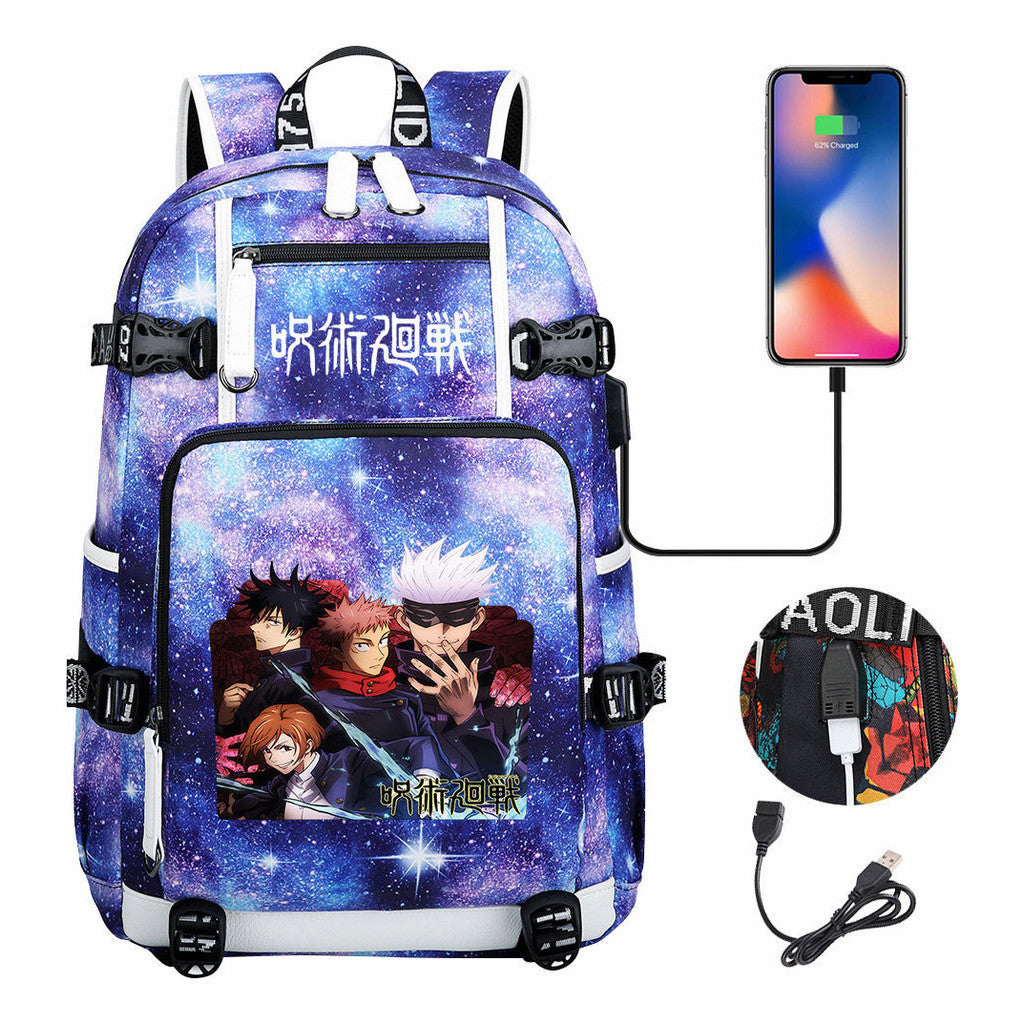 Printed Usb Youth Student Backpack For Men And Women's Leisure Large Capacity Travel Backpack