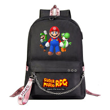Super Mario Printed Usb Youth Student Backpack For Leisure Travel Backpack