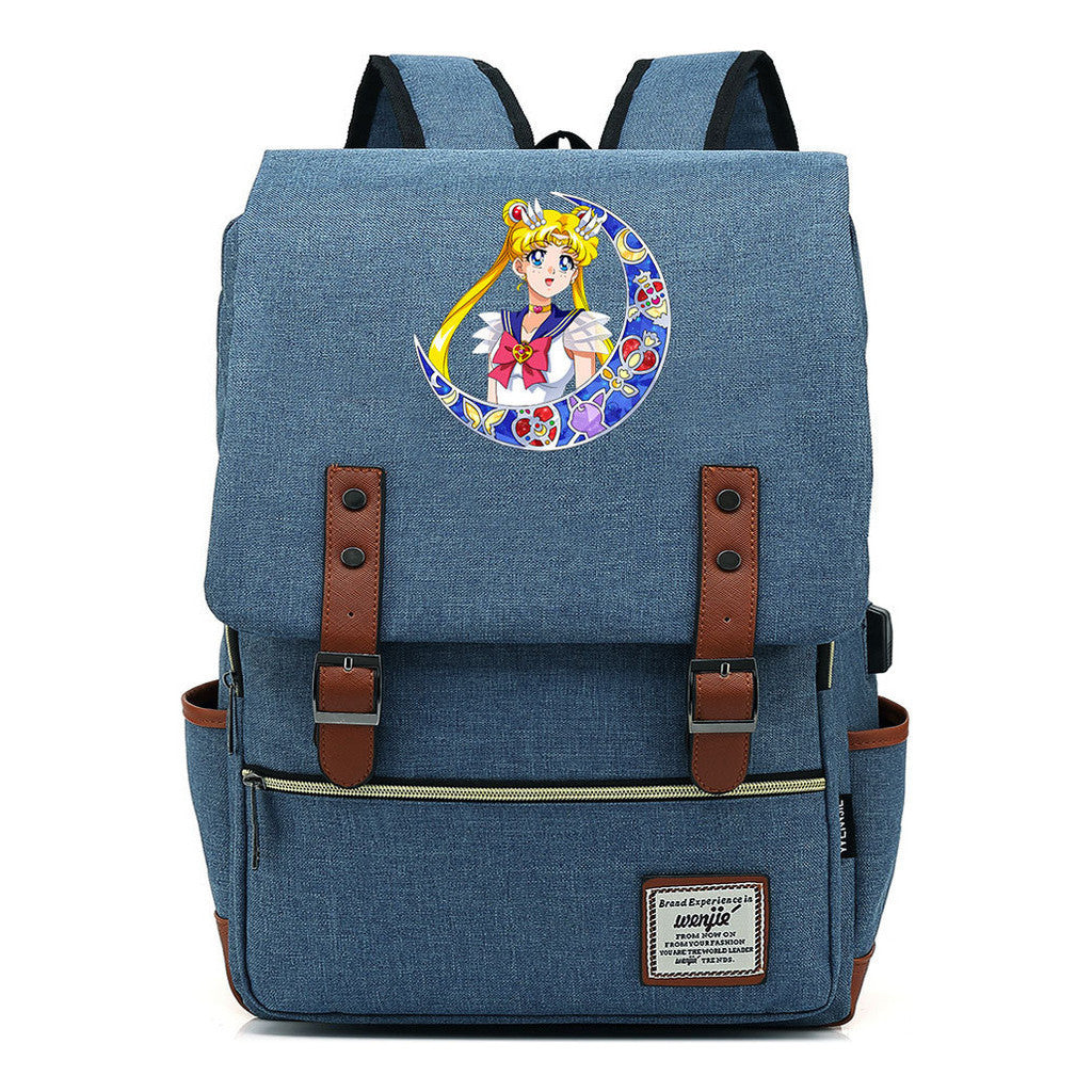 Beautiful Girl Warrior Youth Student School Bag Usb Men's And Women's Leisure Backpack