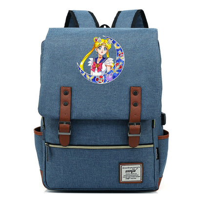 Beautiful Girl Warrior Youth Student School Bag Usb Men's And Women's Leisure Backpack