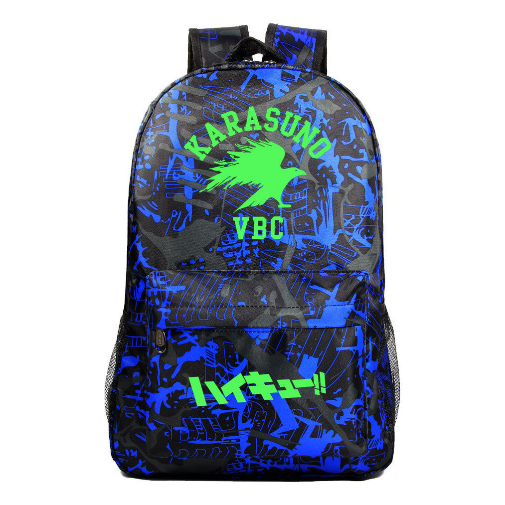 Green Night Light Fashion Volleyball Youth Flying Heart Print Youth Student School Bag Men's And Women's Leisure Backpack