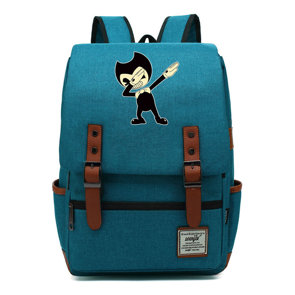 Printed Teenage Student Backpack For Men And Women With Casual Belt Buckle Classic Backpack