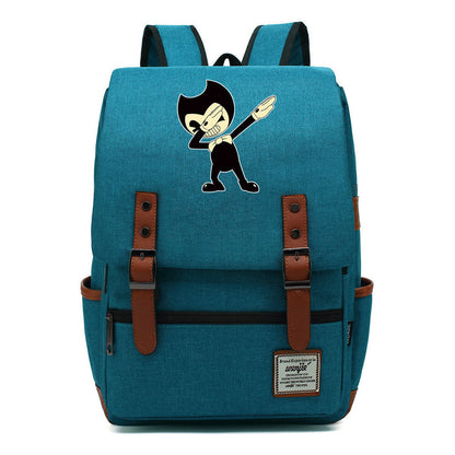 Printed Teenage Student Backpack For Men And Women With Casual Belt Buckle Classic Backpack