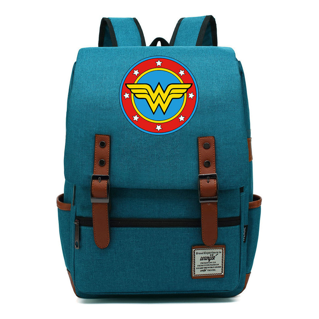 Anime Wonder Woman Printed Youth Student School Bag Men's And Women's Leisure Belt Buckle Backpack