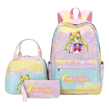 Anime Beauty Girl Warrior Youth Student Girl Schoolbag Lunch Bag Three Piece Set Backpack Set