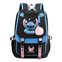 Interstellar Baby Stitch Usb Student Backpack For Boys And Girls, Casual Woven Strap Flip Back Backpack