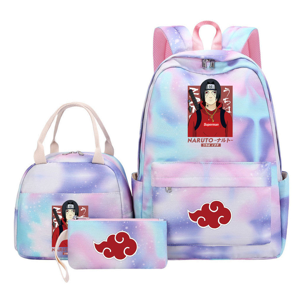 Naruto Teenage Student Girls School Bag Lunch Bag Three Piece Set Backpack Set