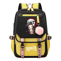 Cartoon Fashion Usb Youth School Bag For Boys And Girls Casual Ribbon Flip Backpack