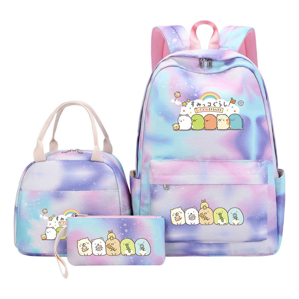 Game Corner Biology Student Girls School Bag Lunch Bag Three Piece Set Backpack Set