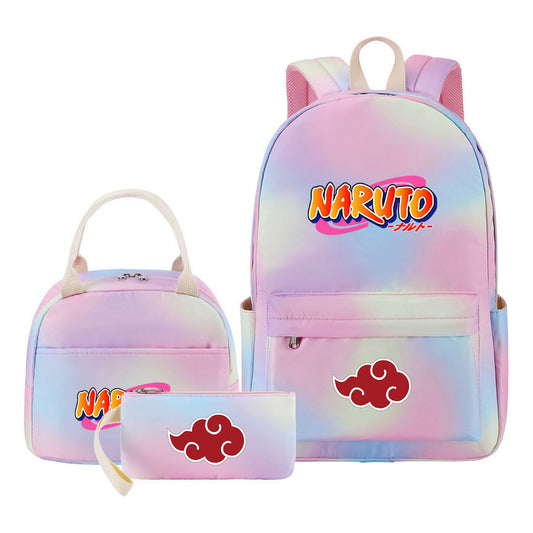 Naruto Student Girl Backpack Lunch Bag Three Piece Set Backpack Set