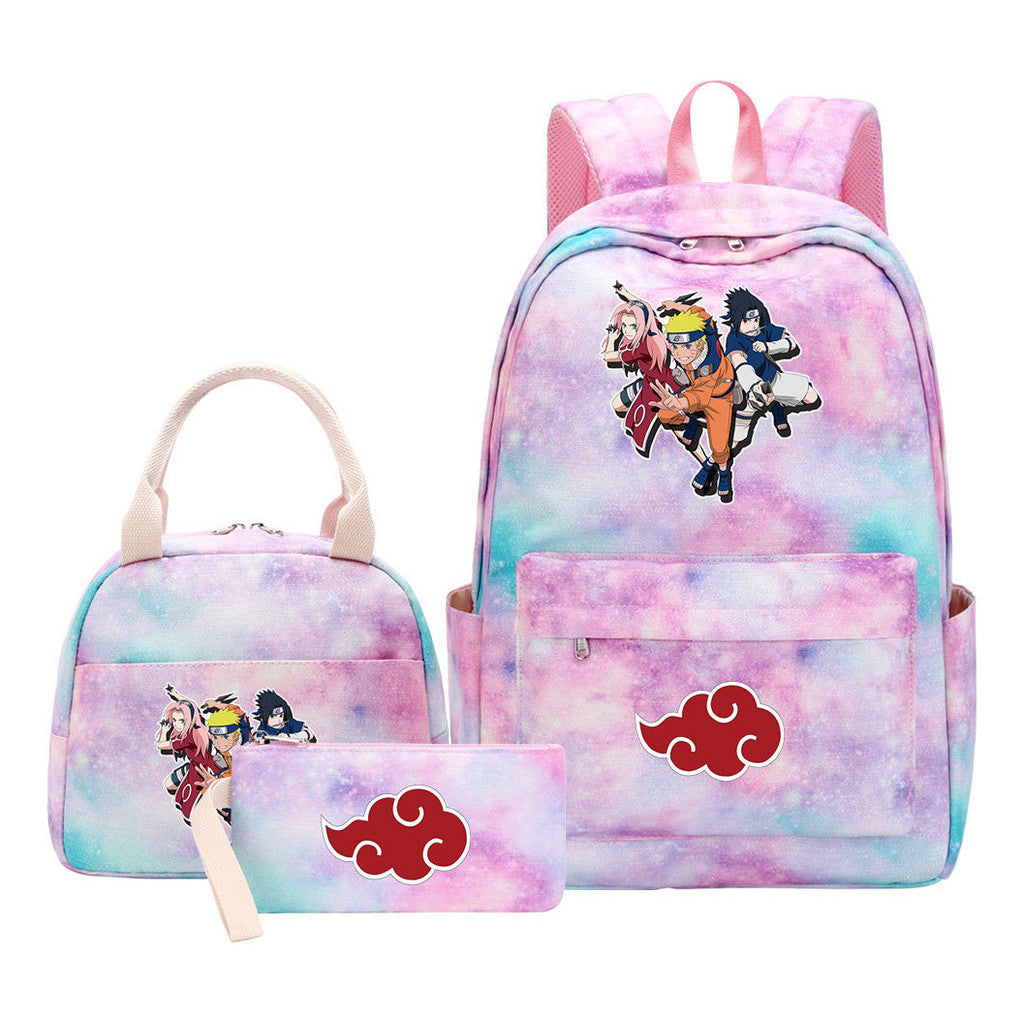 Naruto Student Girl Backpack Lunch Bag Three Piece Set Backpack Set