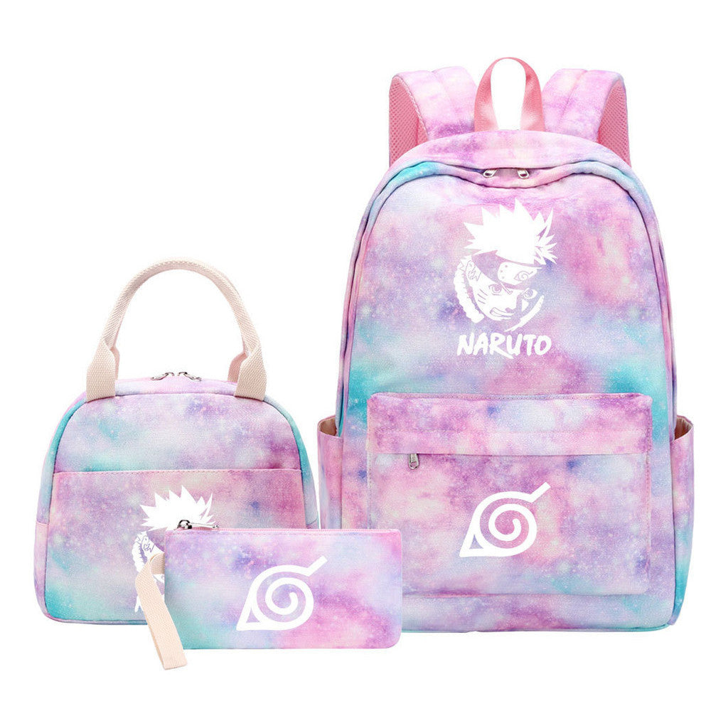 Naruto Teenage Student Girls School Bag Lunch Bag Three Piece Set Backpack Set