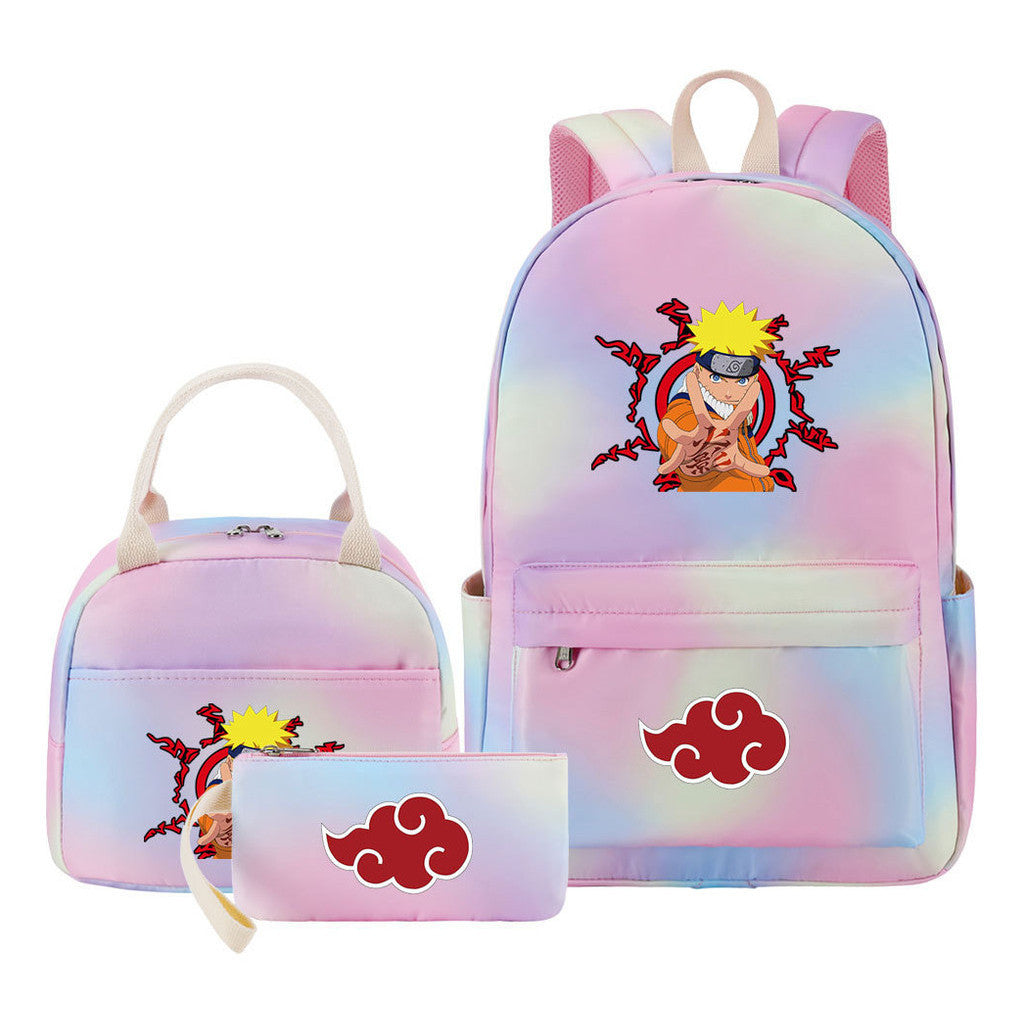Naruto Teenage Student Girls School Bag Lunch Bag Three Piece Set Backpack Set