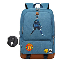 Football Star Cristiano Ronaldo Printed Usb Youth Student Backpack For Leisure Travel Backpack