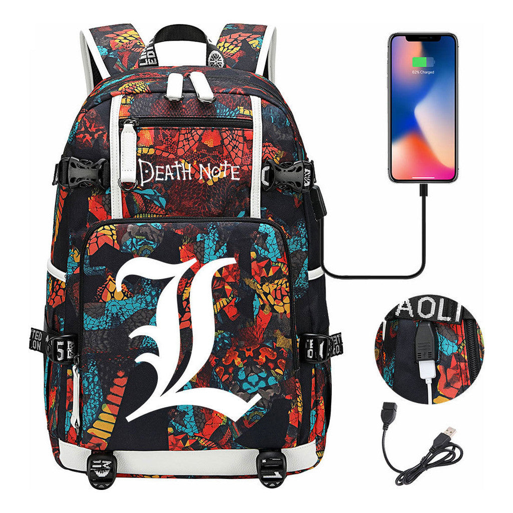 Death Note Usb Youth Student Backpack Leisure Travel Backpack