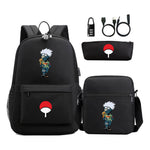 Naruto Usb Password Lock Student Backpack Three Piece Set Backpack Set