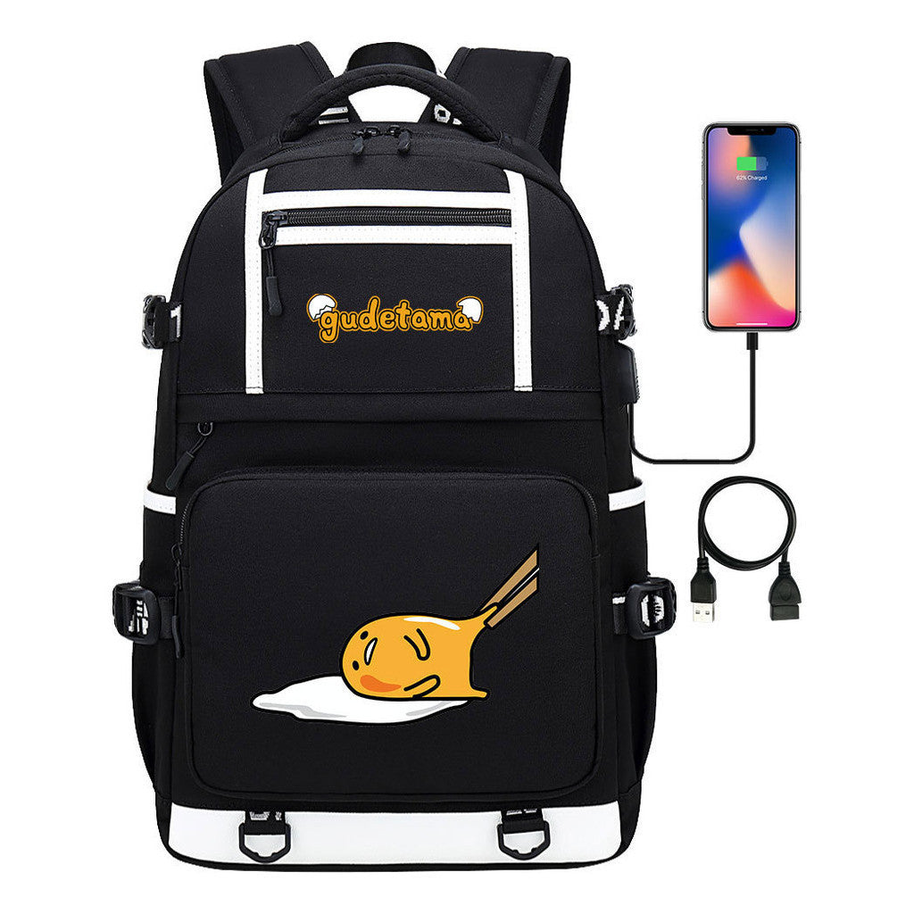Cartoon Cartoon Lazy Egg Usb Student Backpack Backpack Leisure Travel Bag