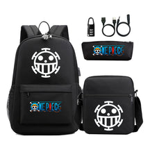 Cartoon Pirate King Usb Password Lock Youth Student School Bag Three Piece Set For Boys And Girls Backpack Set